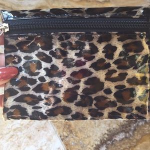 Leopard print Patent Leather small zipper pouch